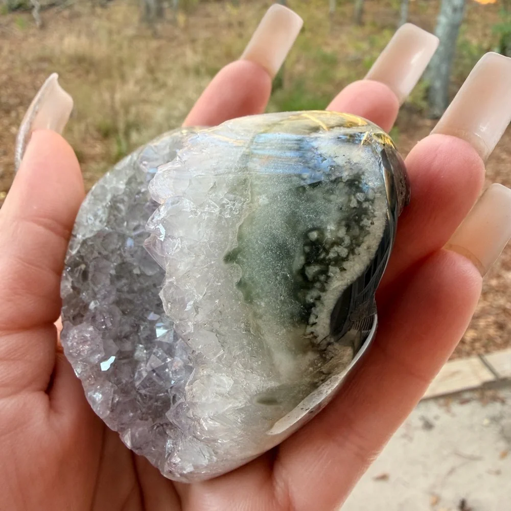 Green Agate Druzy Quartz Heart | Natural Crystal Druzy | Healing Crystal 0032 - Picture 6 of 10